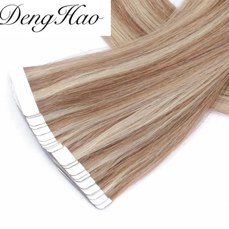12--28inch 100% Human Hair Blue White Invisible Tape in Double Drawn Remy Tape Hair Extension