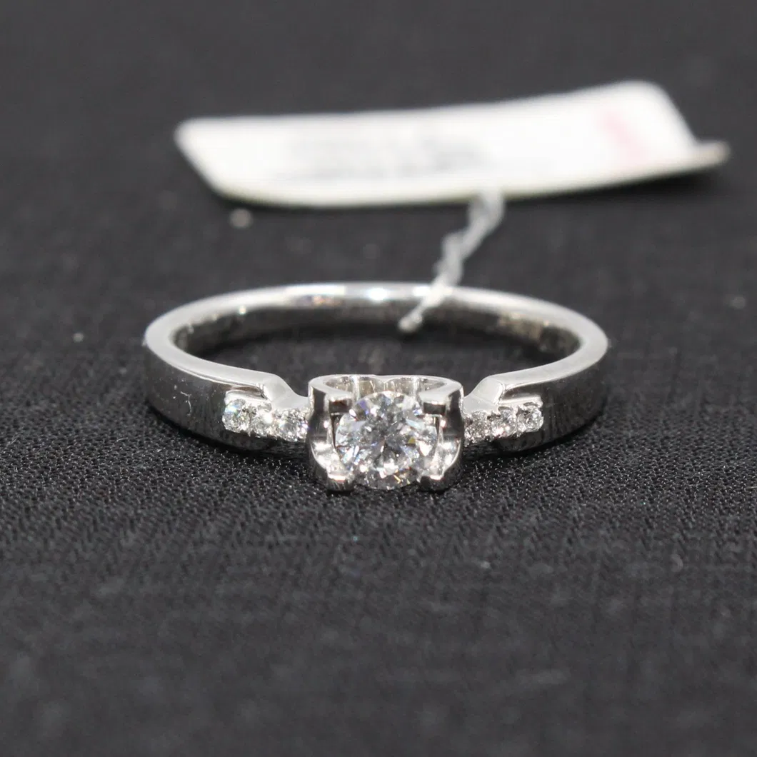 14K/18K White Gold Round Cut Moissanite Ring for Girls Hearts & Arrows Cutting Def Colour Vvs Moissante Wedding Ring