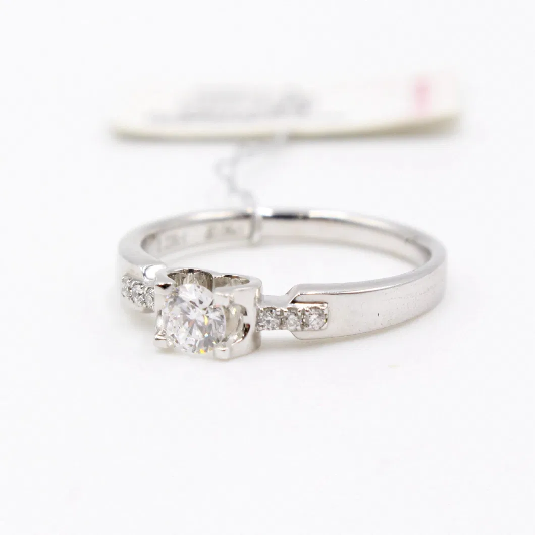 14K/18K White Gold Round Cut Moissanite Ring for Girls Hearts & Arrows Cutting Def Colour Vvs Moissante Wedding Ring