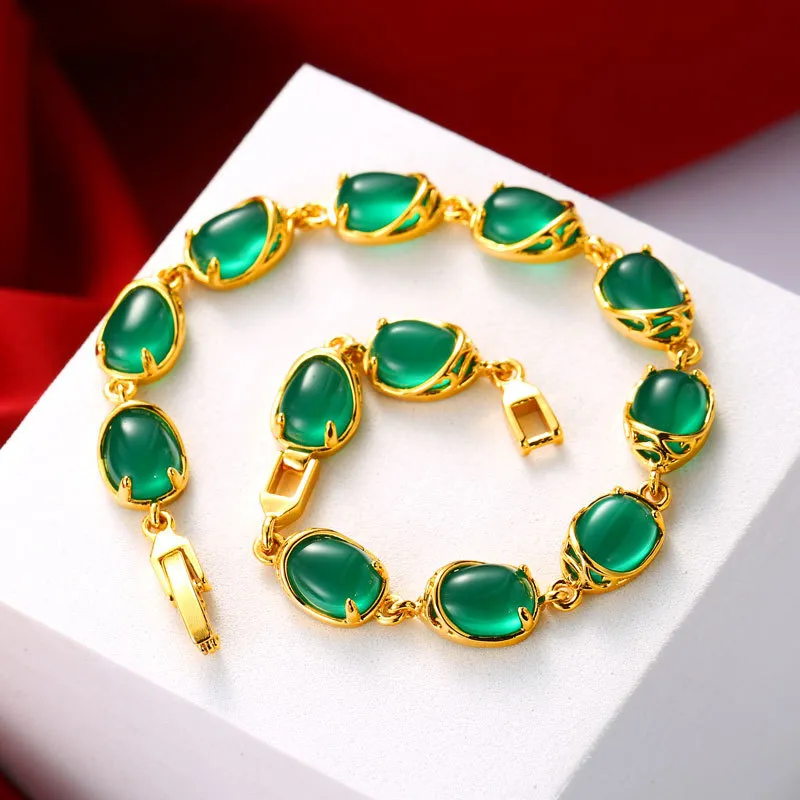 2021 New Bracelet Copper Alloy 24 K Gold Plating with Artificial Jasper