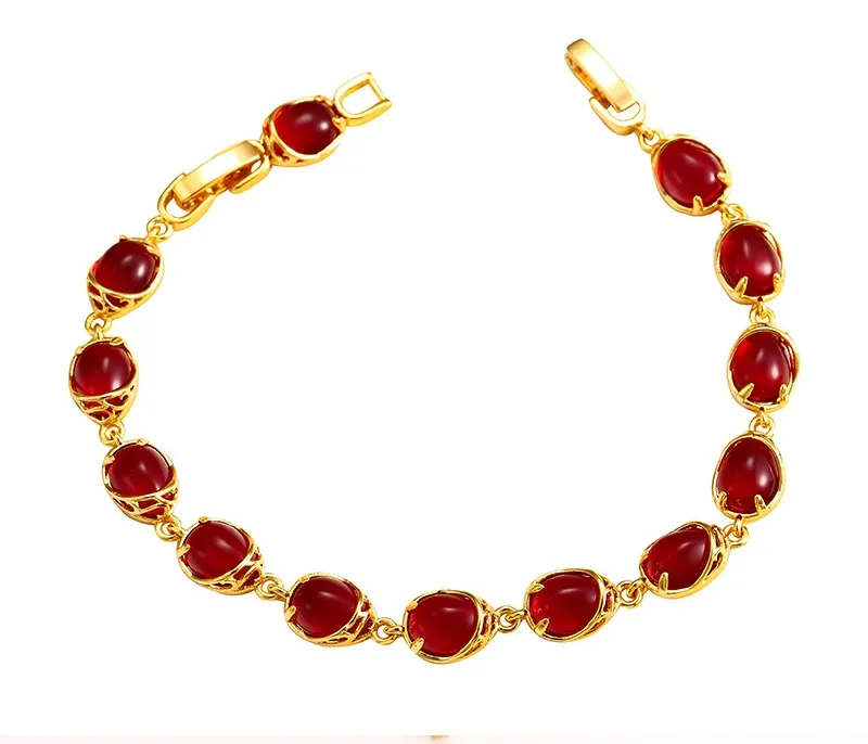 2021 New Bracelet Copper Alloy 24 K Gold Plating with Artificial Jasper