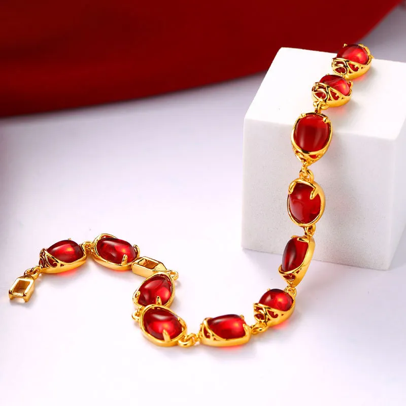 2021 New Bracelet Copper Alloy 24 K Gold Plating with Artificial Jasper