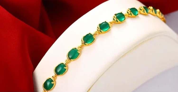2021 New Bracelet Copper Alloy 24 K Gold Plating with Artificial Jasper