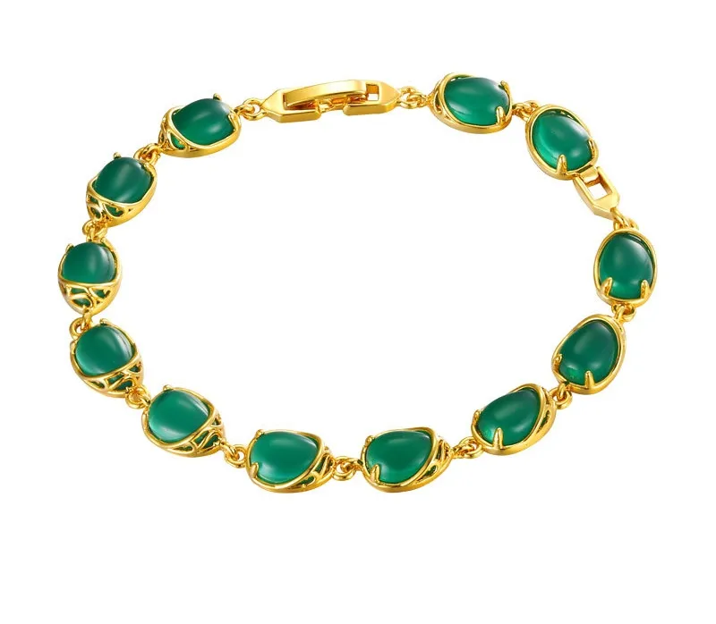 2021 New Bracelet Copper Alloy 24 K Gold Plating with Artificial Jasper