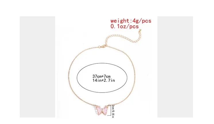 2021 New Unique Zircon Personality Contracted Color Butterfly Necklace Chains for Jewelry Making Female