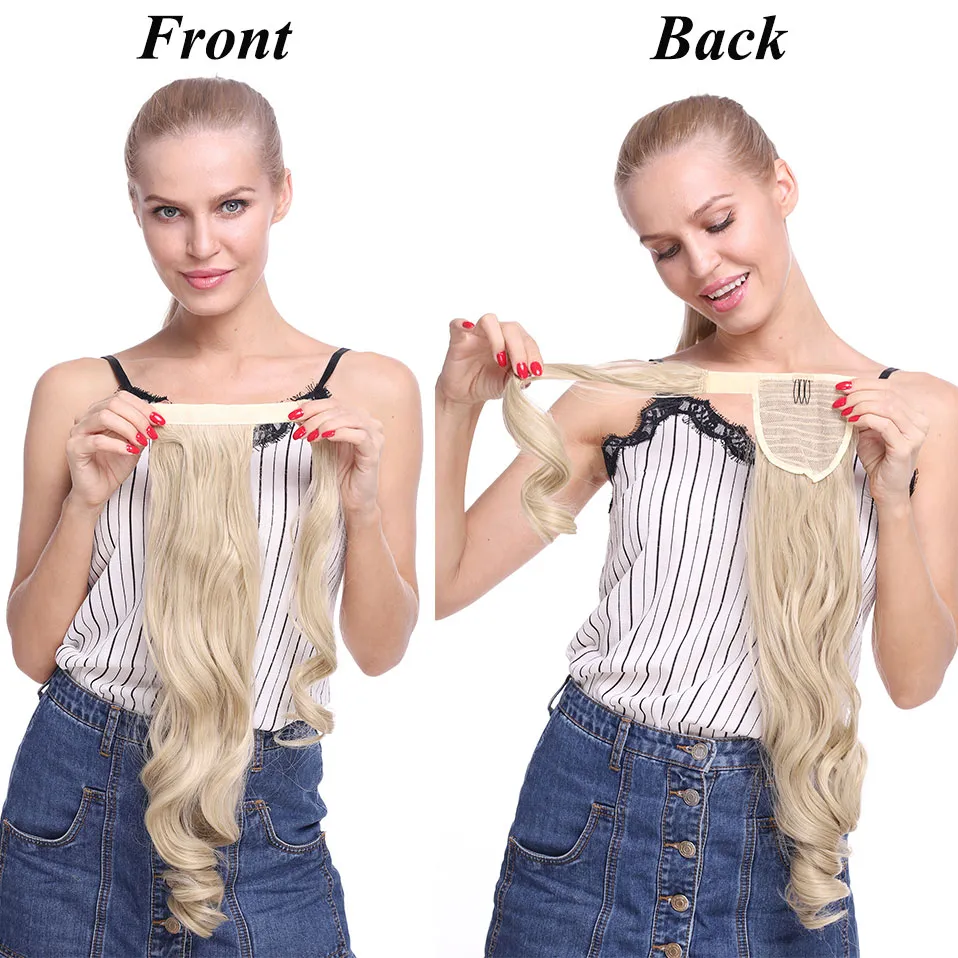 23 "Long Curly Clip in Hair Tail False Hair Ponytail Hairpiece with Hairpins Synthetic Hair Pony Tail Hair Extension