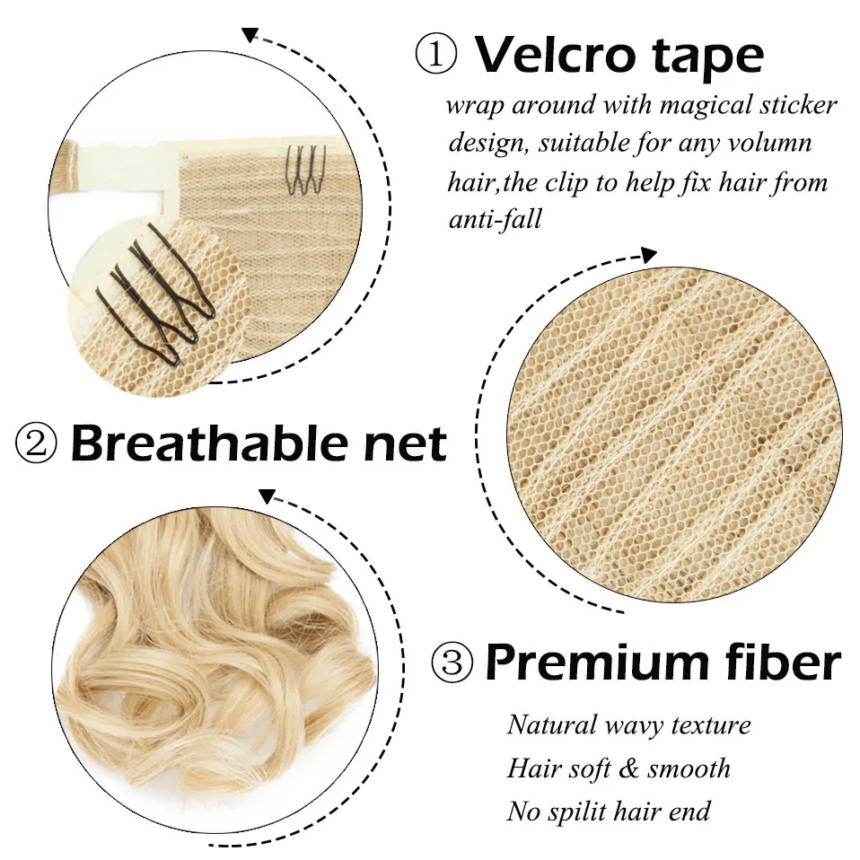 23 "Long Curly Clip in Hair Tail False Hair Ponytail Hairpiece with Hairpins Synthetic Hair Pony Tail Hair Extension