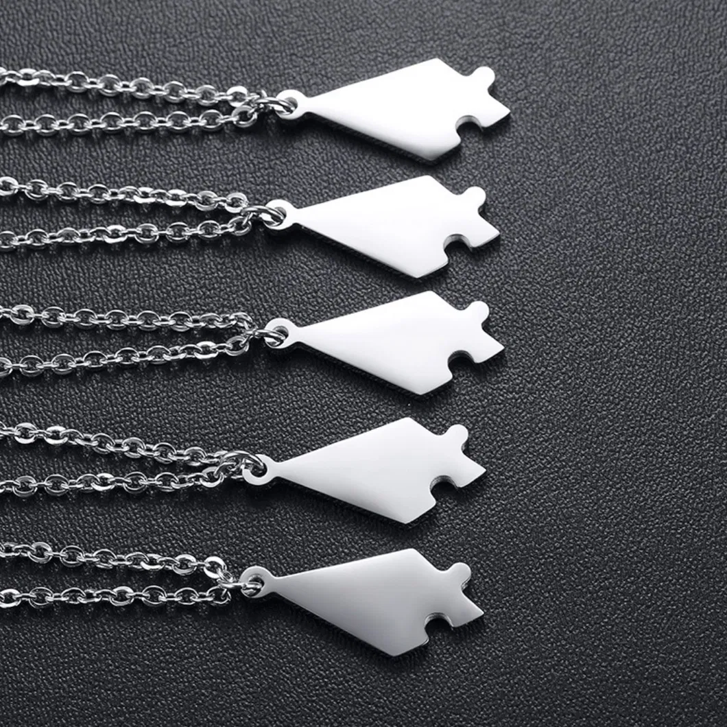 5/6 People Heart Puzzle Family Friendship Pendant Titanium Steel Pentagram Jewelry Can Be DIY Lettering