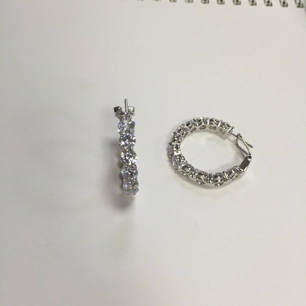 925 Silver Fashion Star Fancy Earring Hoop B017