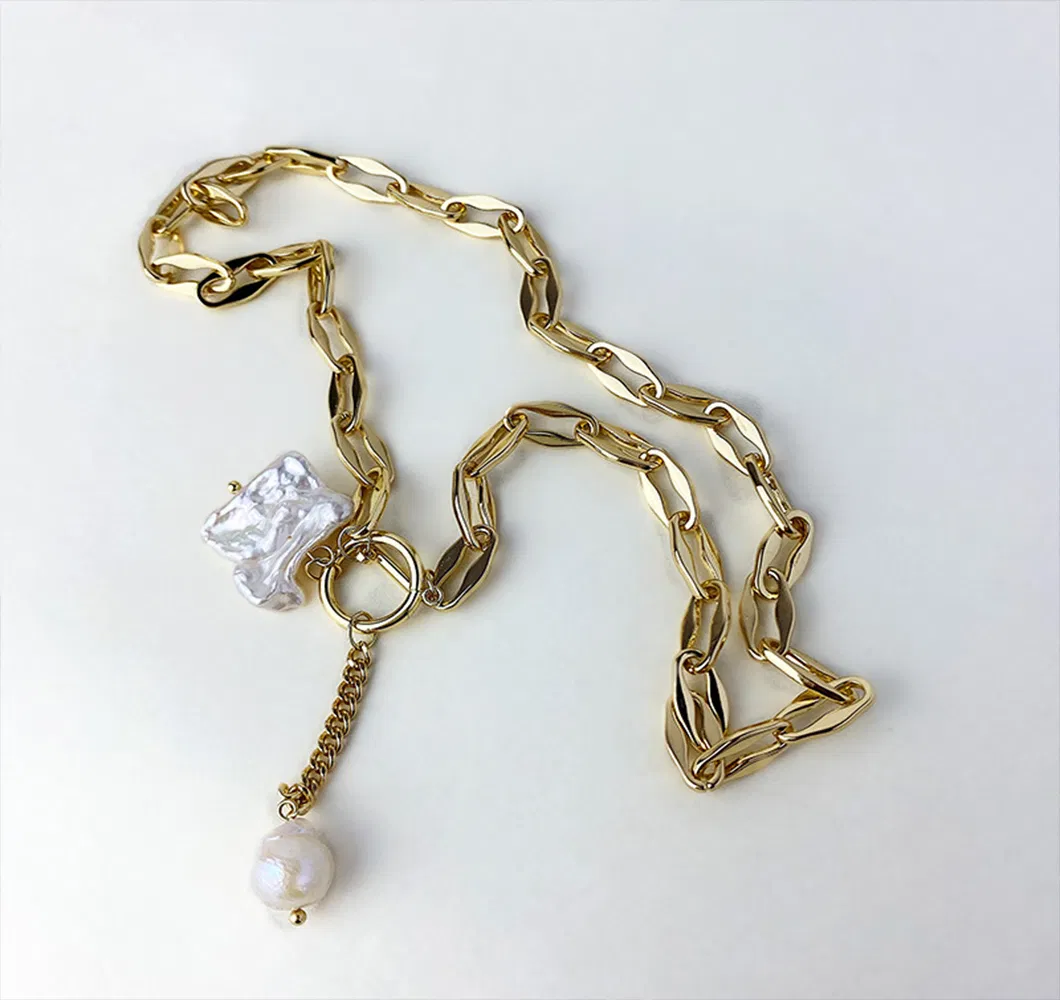 925 Sterling Silver & Baroque Freshwater Pearl Necklace Fashion Jewelry Jewellery