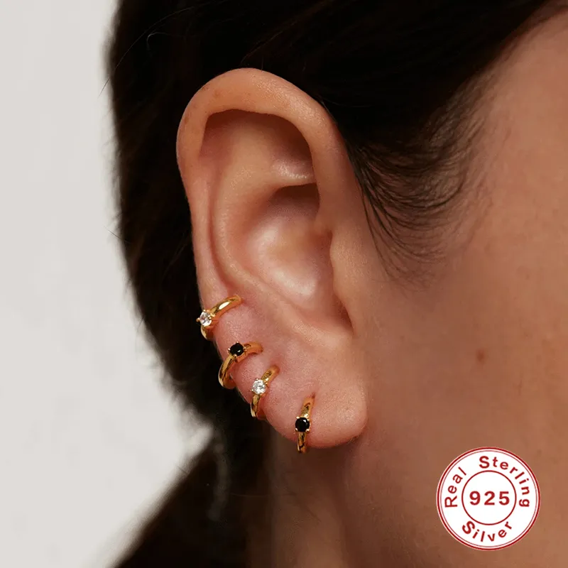 925 Sterling Silver Champagne Geometry Small Stud Earrings