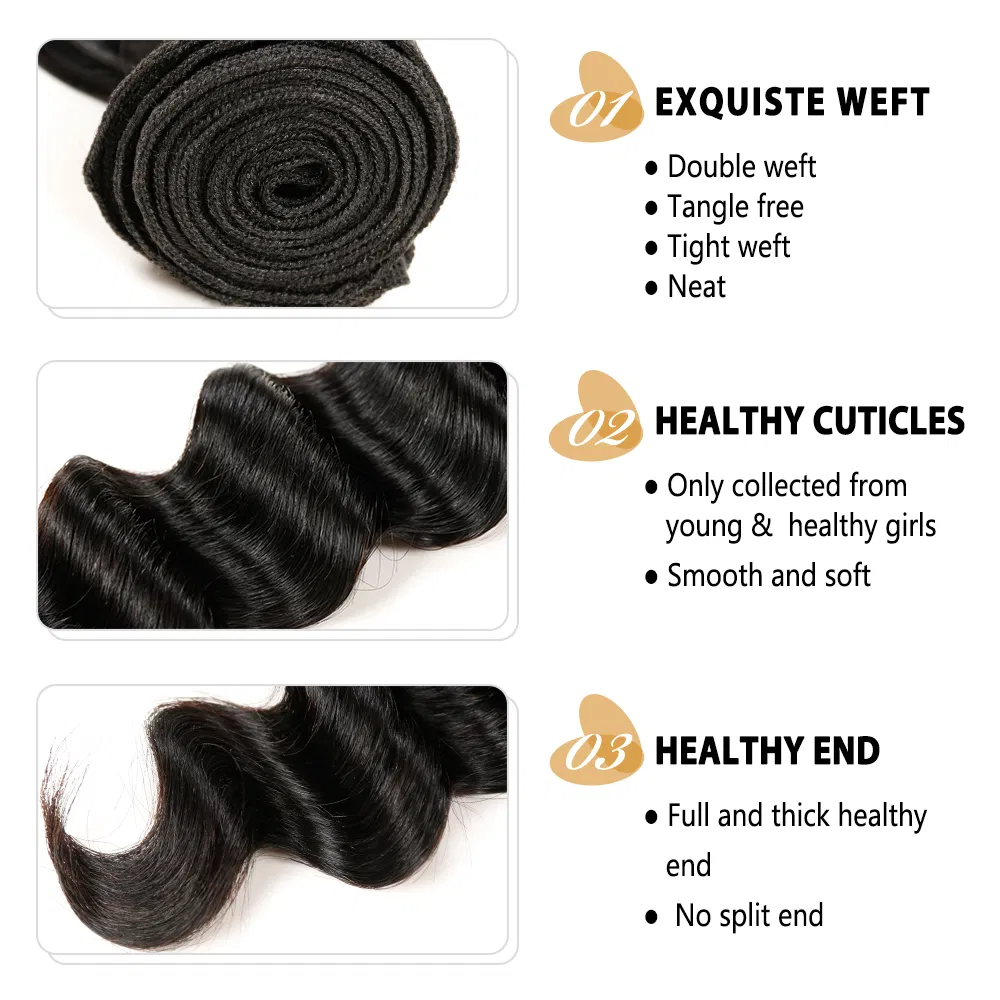 Alinybeauty Brazilian Cheap Real Loose Deep Wave 26 Inch Human Hair Extensions