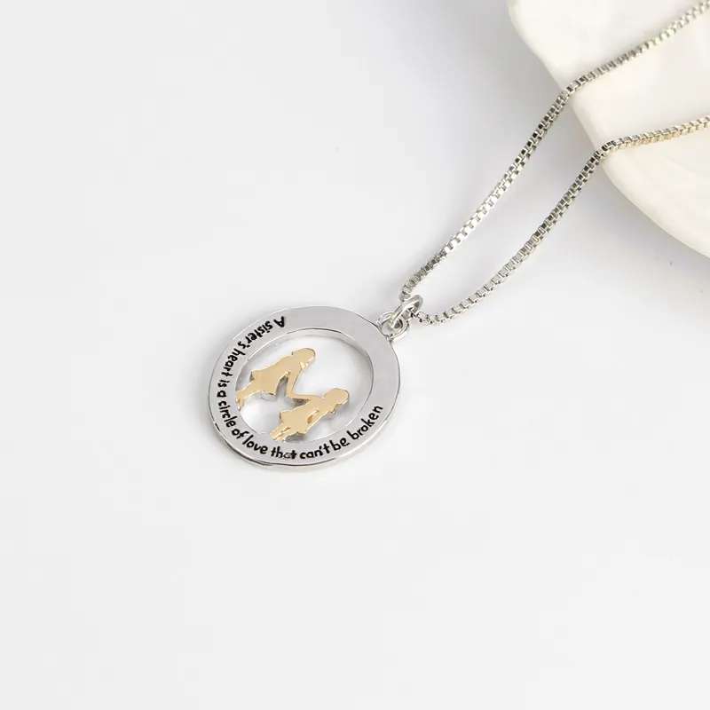 Alloy Letter Sister Friendship Pendant Necklace for Women