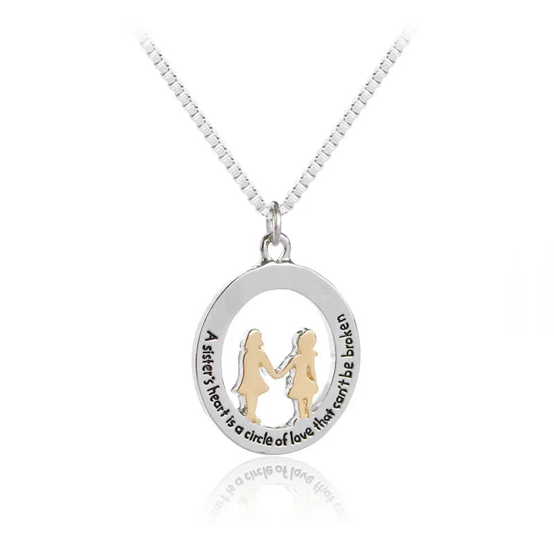 Alloy Letter Sister Friendship Pendant Necklace for Women