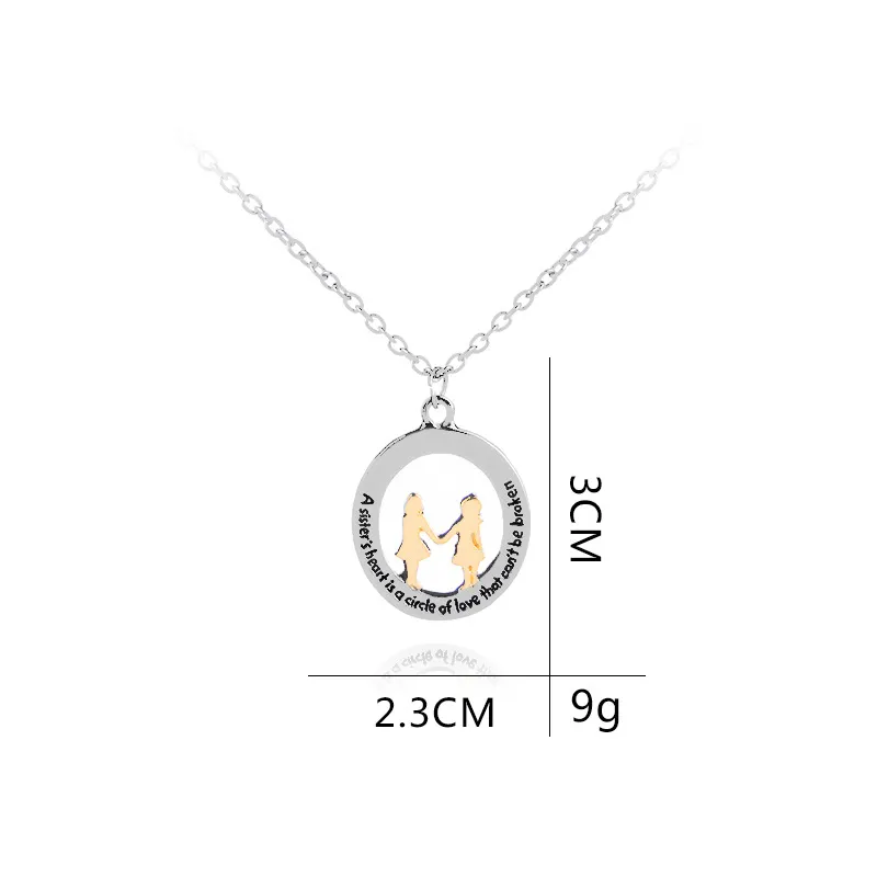Alloy Letter Sister Friendship Pendant Necklace for Women