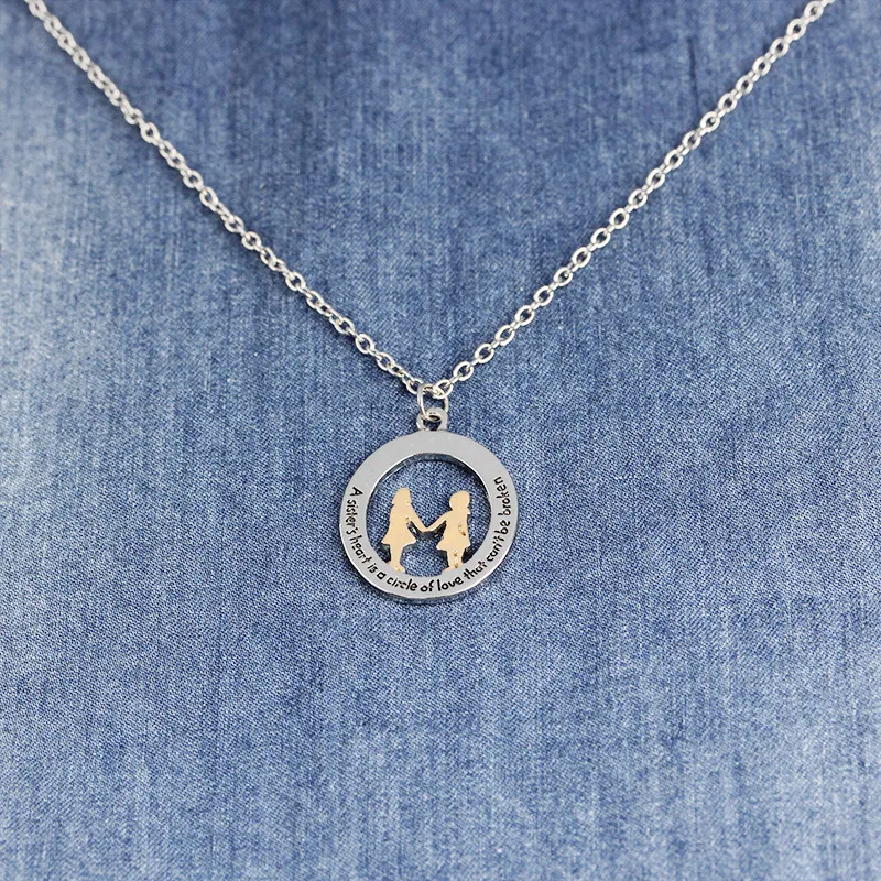 Alloy Letter Sister Friendship Pendant Necklace for Women