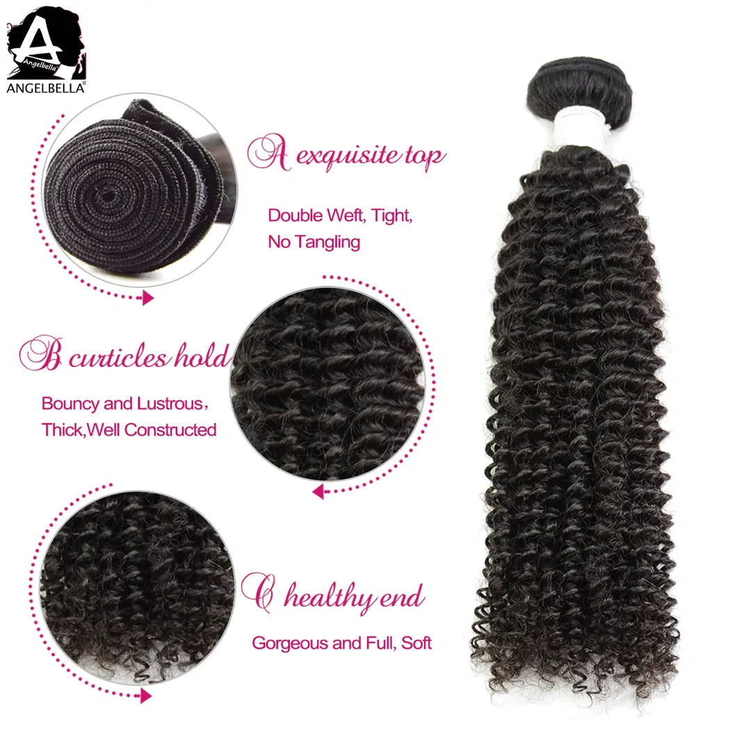 Angelbella 100 Natural Deep Wave Human Hair with 4X4 Lace Closure