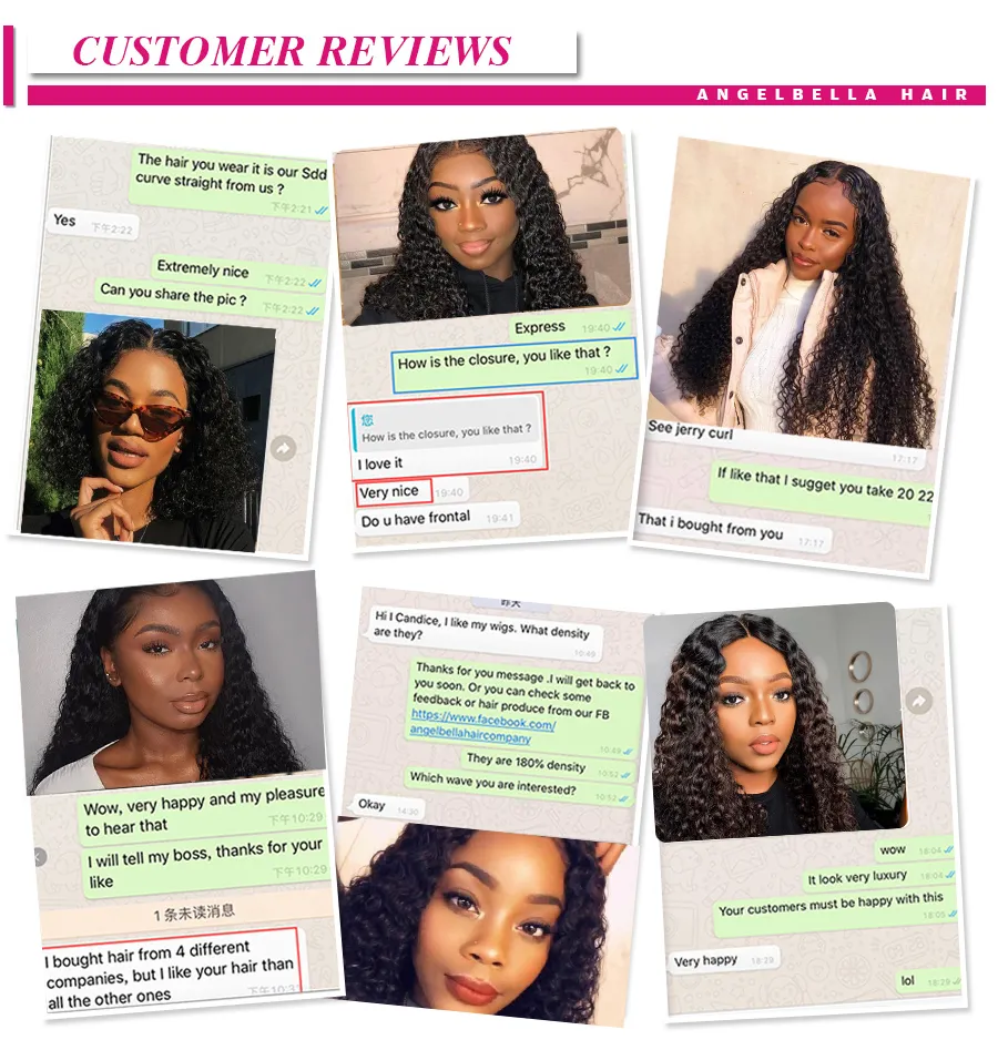 Angelbella 100 Natural Deep Wave Human Hair with 4X4 Lace Closure