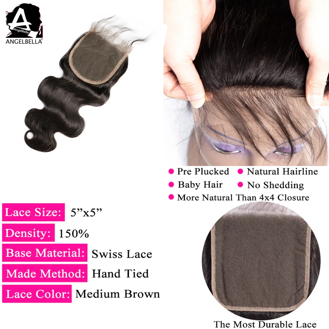 Angelbella Fashion Style Virgin Human Curly Hair Closures 5*5 Lace Closure
