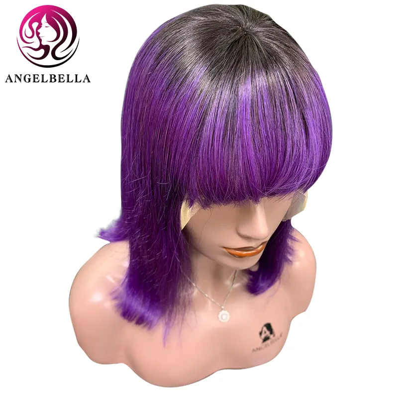 Angelbella Great Quality Natural Color 100% Straight Virgin Human Hair Lace Wig Average Size Front Lace Wig Human Hair