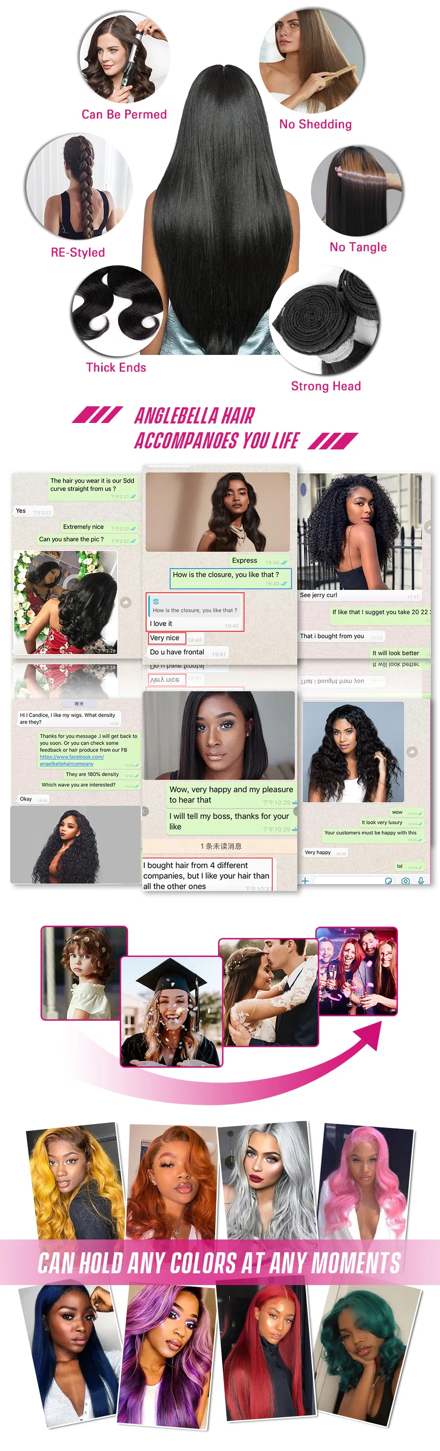 Angelbella Great Quality Natural Color 100% Straight Virgin Human Hair Lace Wig Average Size Front Lace Wig Human Hair