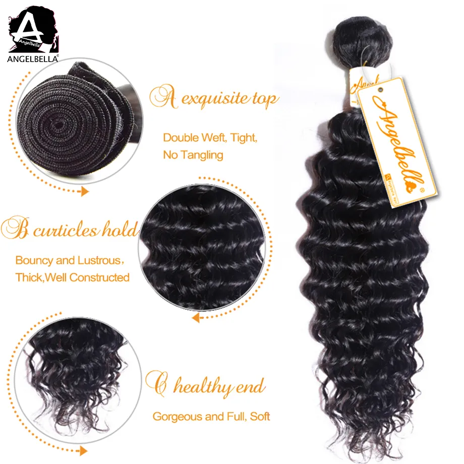 Angelbella Natural Black Hair Weaving Indian Human Hair Weft