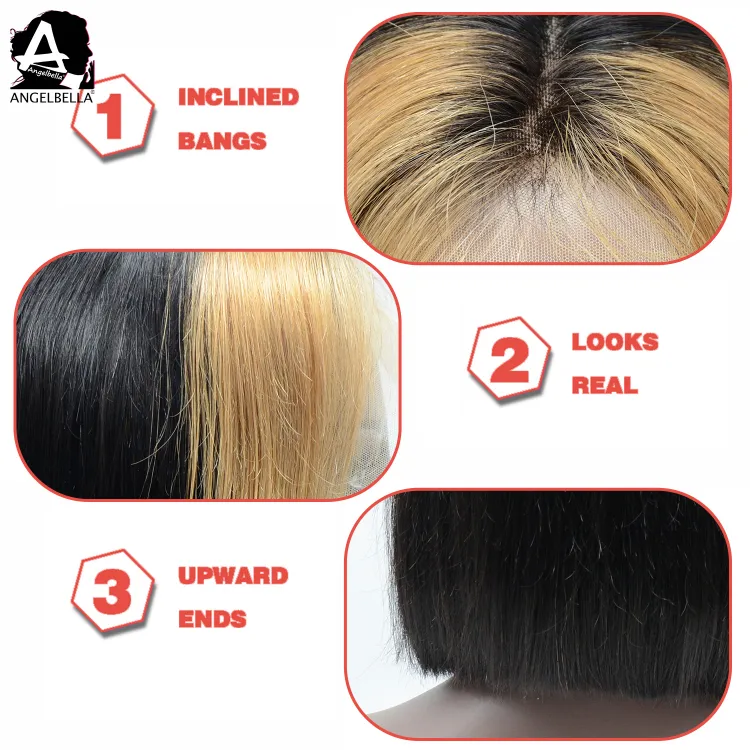 Angelbella New Arrived Remy Hair Wigs 1b# Silky Straight Lace Front Wigs
