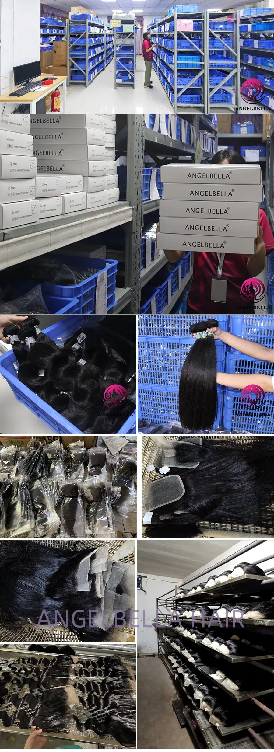 Angelbella New Styles Spring Wave Hair Bundles 1b# Virgin Human Hair