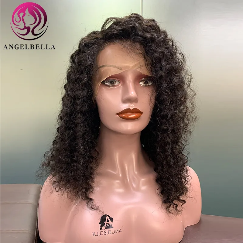 Angelbella Wholesale Price Raw Hair Waterwet Curl 13X5 Lace Wig 180% Density Freestyle Black Girl Summer Hairstyle
