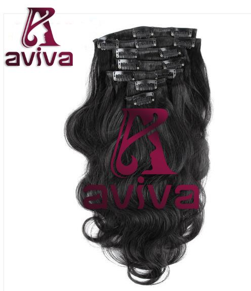 Brazilian Hair Extension Clip in Human Hair Extension 16inch 110gram Virgin Hair Extension Clip on Hair Extension (AV-CH05-16)