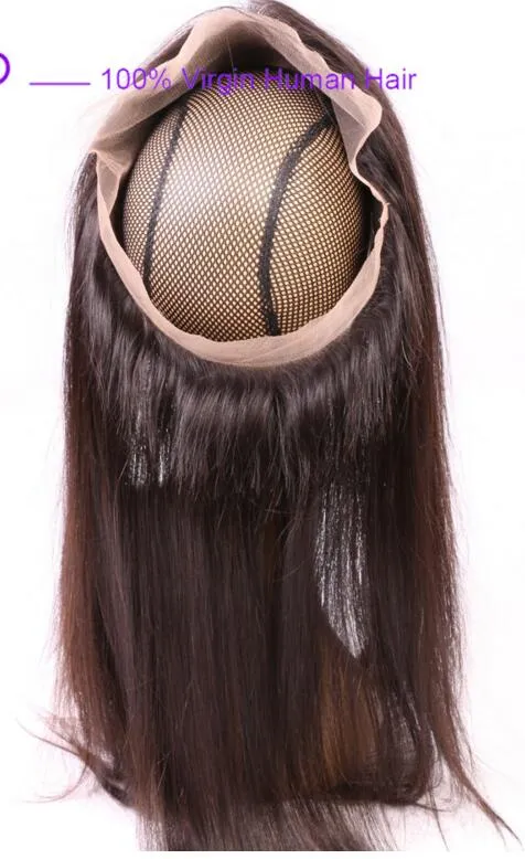 Brazilian Remy Hair Straight Wave 360 Lace Closure with Baby Hair 100% Human Hair Free Part Pre Plucked