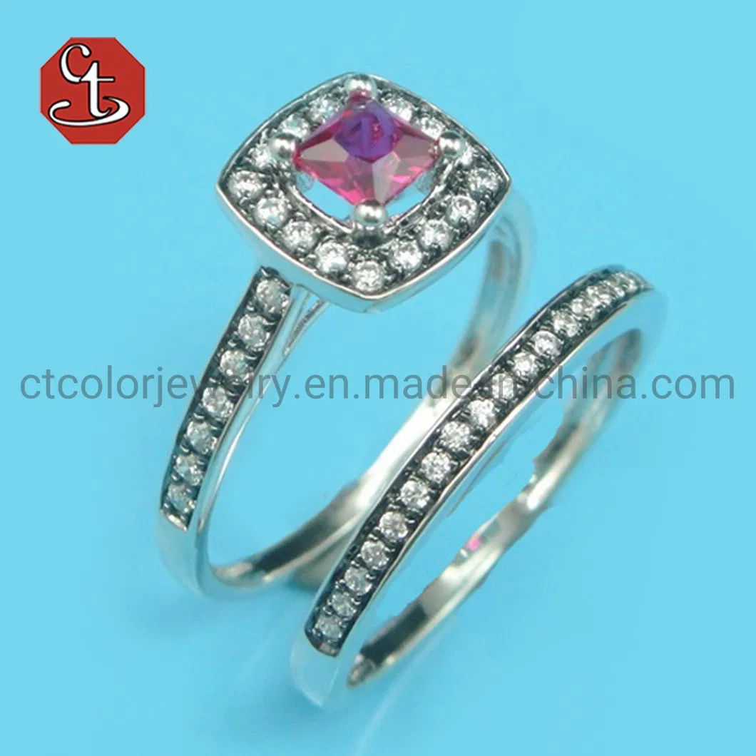Bridal Sets Inlaid Ring Romantic Romantic Proposal Wedding Pave AAA+ Cubic Zircon Silver Jewelry