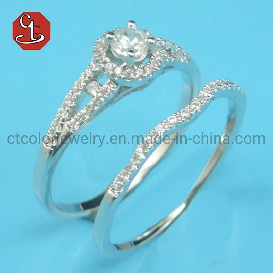 Bridal Sets Inlaid Ring Romantic Romantic Proposal Wedding Pave AAA+ Cubic Zircon Silver Jewelry