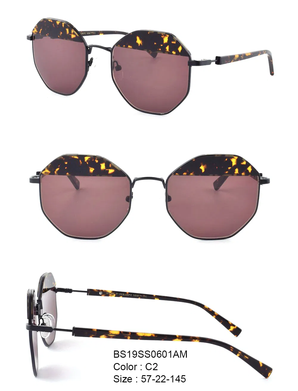 BV Fashion Accessories Light-Colored Sunglasses UV400 Cr-39 Oversize Colorful Lens Premium Combination Sunglasses