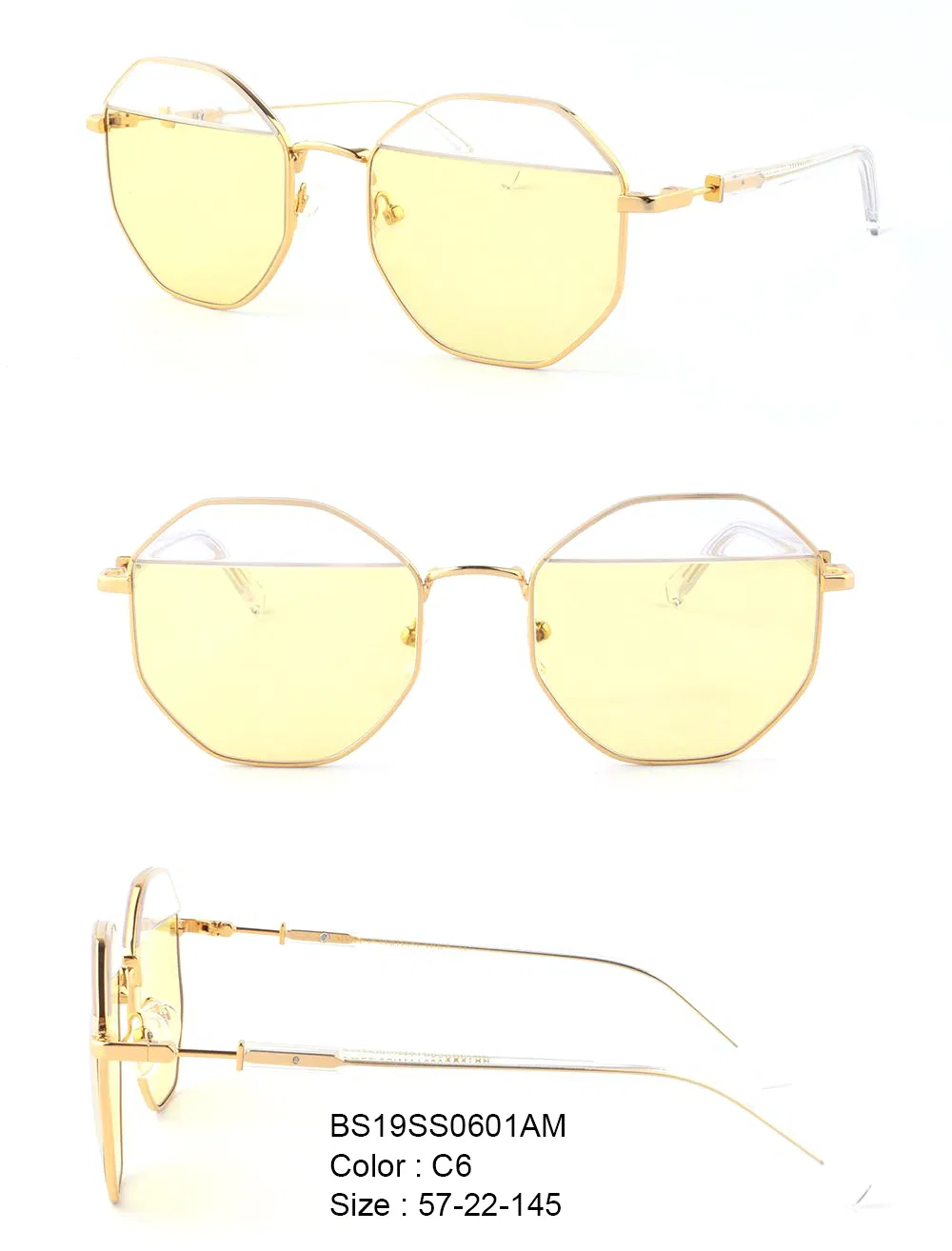 BV Fashion Accessories Light-Colored Sunglasses UV400 Cr-39 Oversize Colorful Lens Premium Combination Sunglasses