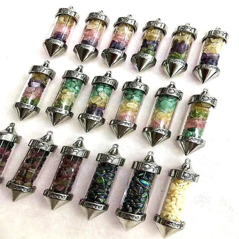Color Semi-Precious Crystal Element Energy Smal Natural Stone Glass Pendant