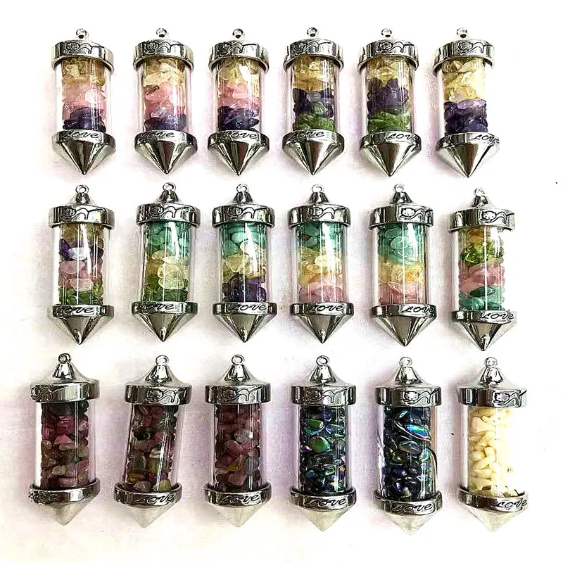Color Semi-Precious Crystal Element Energy Smal Natural Stone Glass Pendant