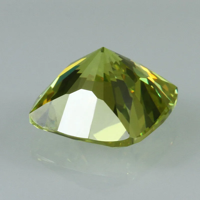 Cubic Zirconia Apple Green Color Cushion Cut CZ for Fashion Wholesale Jewelry Ring Making