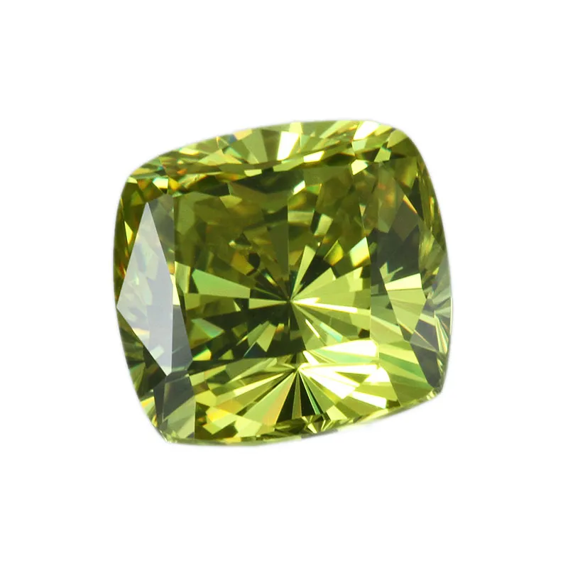 Cubic Zirconia Apple Green Color Cushion Cut CZ for Fashion Wholesale Jewelry Ring Making