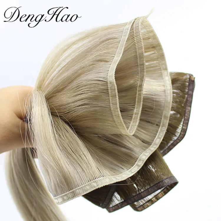 Denghao Double Drawn Straight Human Hair Extension Raw Virgin Flat Weft