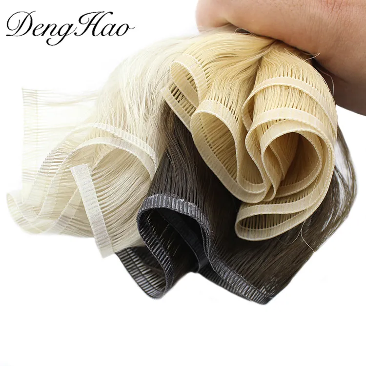 Denghao Double Drawn Straight Human Hair Extension Raw Virgin Flat Weft