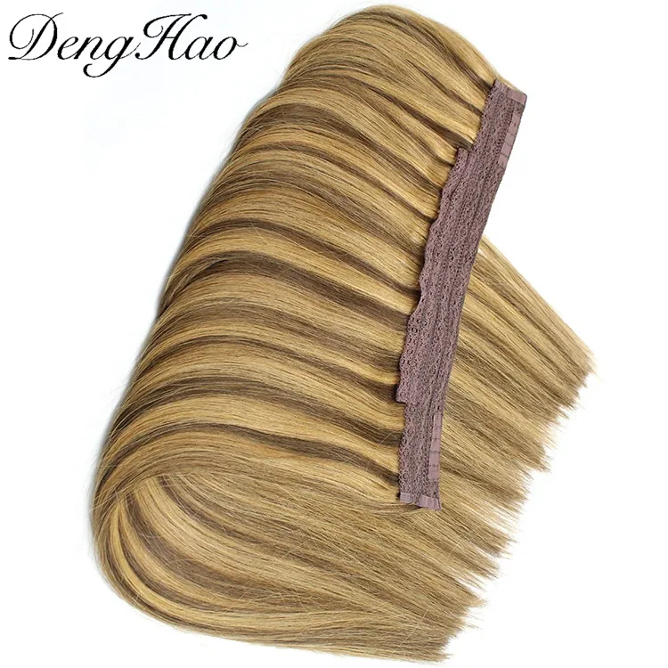 Denghao Natural Hair Extension Remy Human Hair Halo Weft Hair Extensions