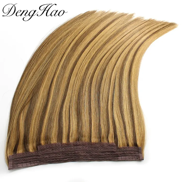 Denghao Natural Hair Extension Remy Human Hair Halo Weft Hair Extensions
