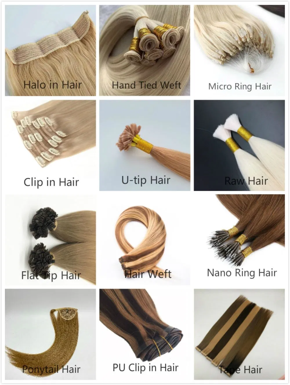 Denghao Natural Hair Extension Remy Human Hair Halo Weft Hair Extensions