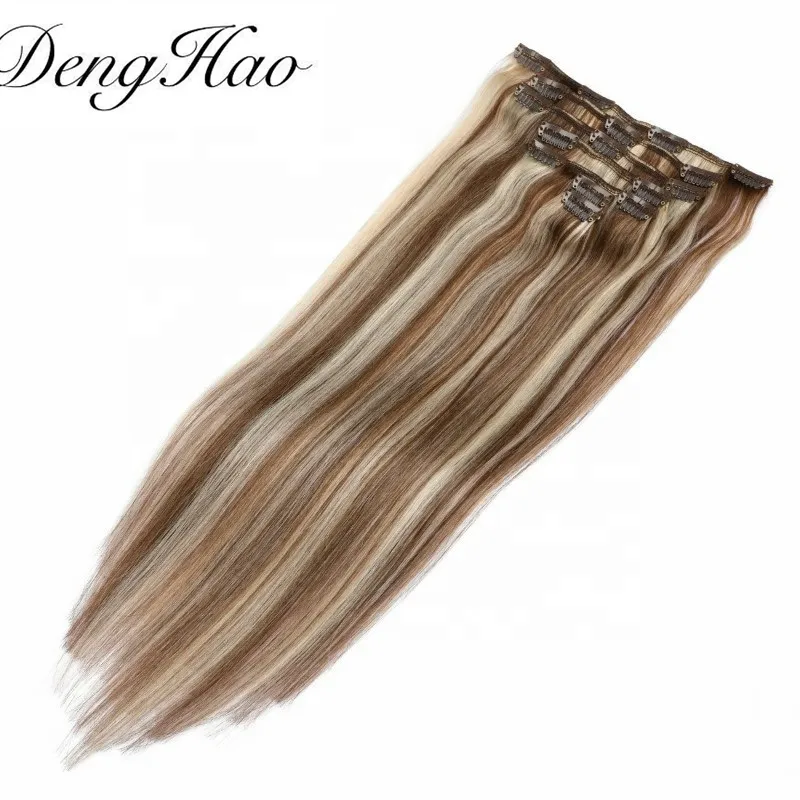Denghao Seamless Clip Ins Hair 100% Brazilian Virgin Remy Human Hair Extensions