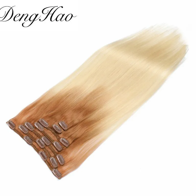 Denghao Seamless Clip Ins Hair 100% Brazilian Virgin Remy Human Hair Extensions