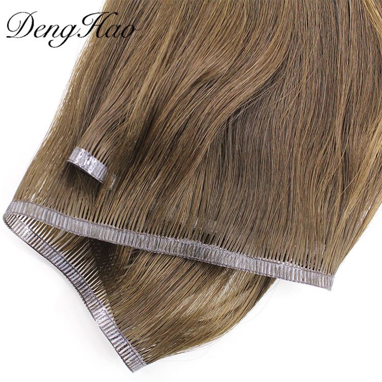 Denghao Wholesale Factory 100% Natural India Virgin Human Flat Weft Hair Extension