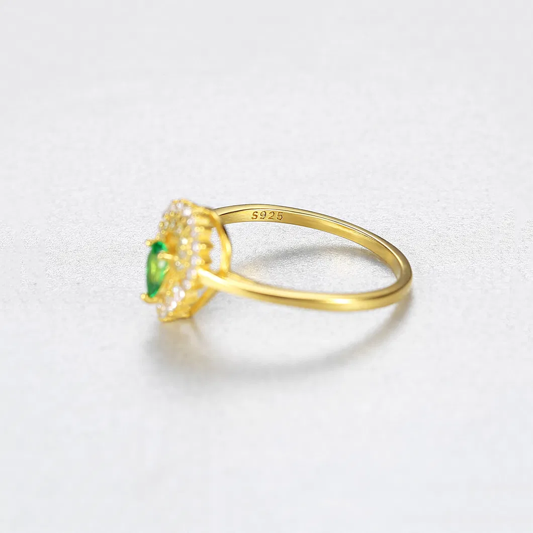 Elegant Women Excellent Cut White CZ Emerald Smooth Drop Silver Ring