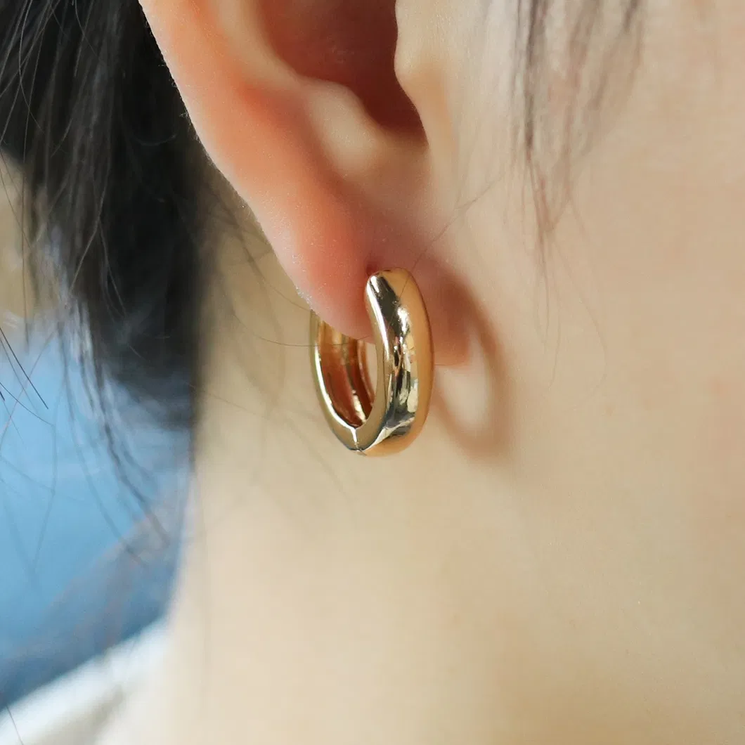 Fashion Custom Gold Twisted Stainless Steel Stud Huggie Gold Statement Hoop Earrings Women