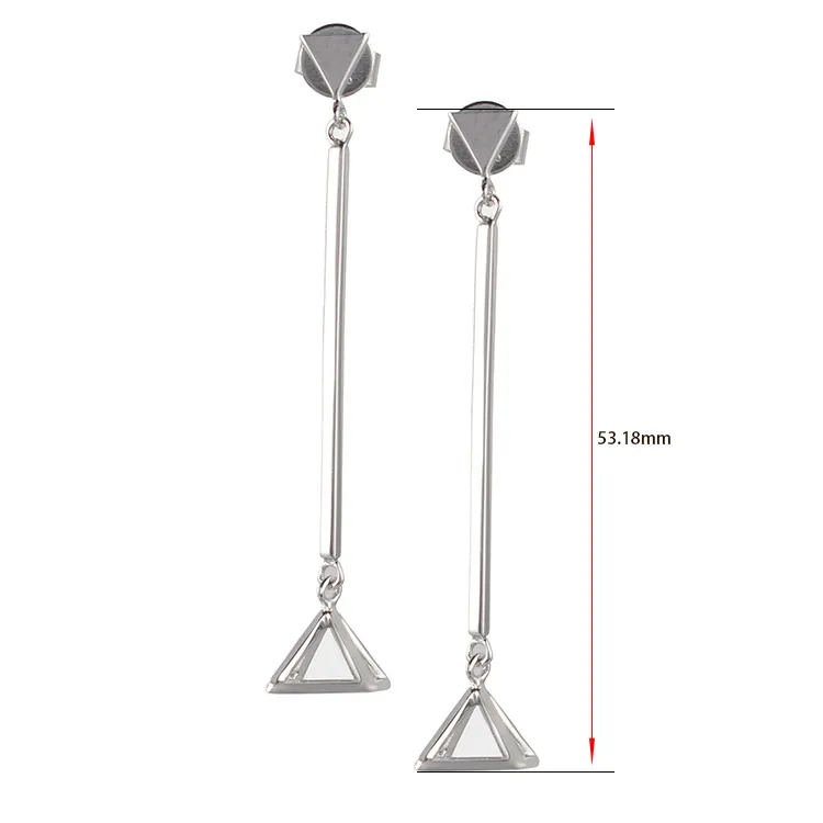 Fashion Jewelry 925 Silver Triangle Simple Design Diamond Earrings Jewellery Earrings